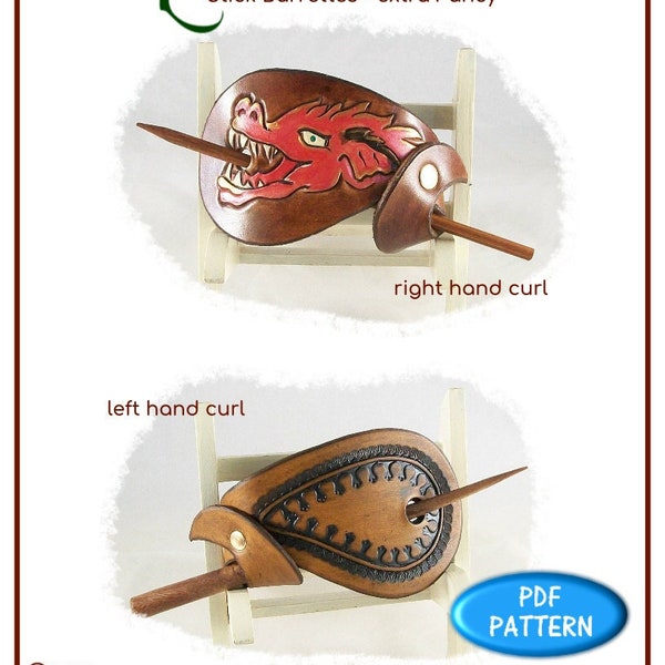 PATTERN - Stick Barrettes - extra Fancy - leathercraft pattern for hair barrettes - PDF download ONLY