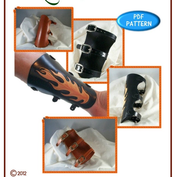 PATTERN - Archery Arm Guard PDF pattern for leather - leathercraft - pattern ONLY