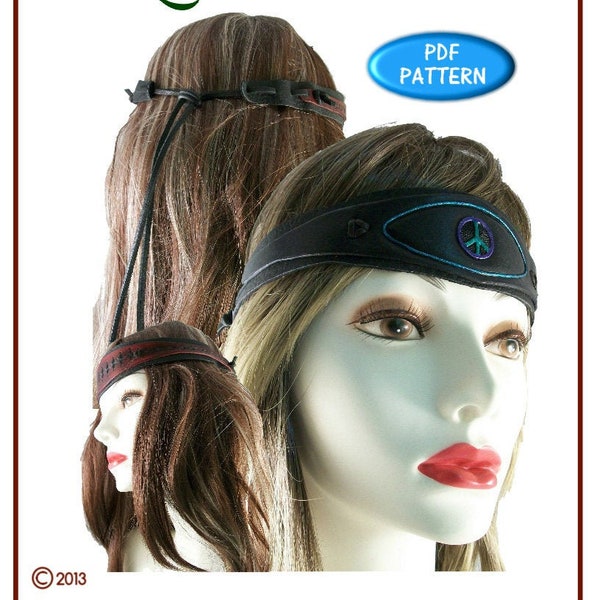 PATTERN - Hippie Headband - leathercraft pattern - PDF digital download - pattern ONLY