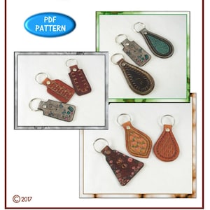 PATTERN - Simple Key Fob patterns for leathercraft - PDF leather pattern - download ONLY