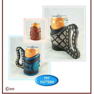 PATTERN - Soda Can Holder - pattern for leather - leathercraft - PDF pattern ONLY