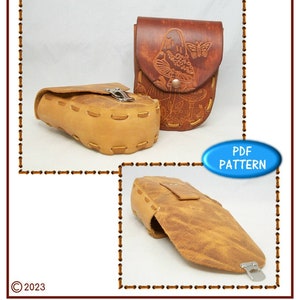 PATTERN - Casual Belt Bag - 70s' style belt bag pattern for leather - PDF pattern ONLY