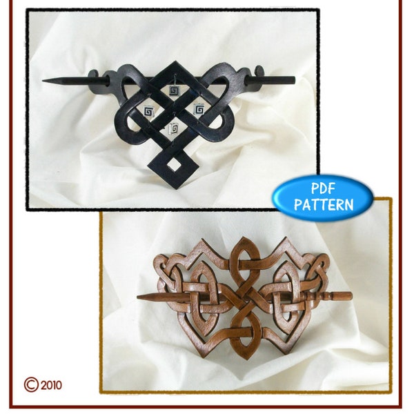 PATTERN - Celtic Stick Barrettes - barrette pattern for leather - PDF pattern download ONLY