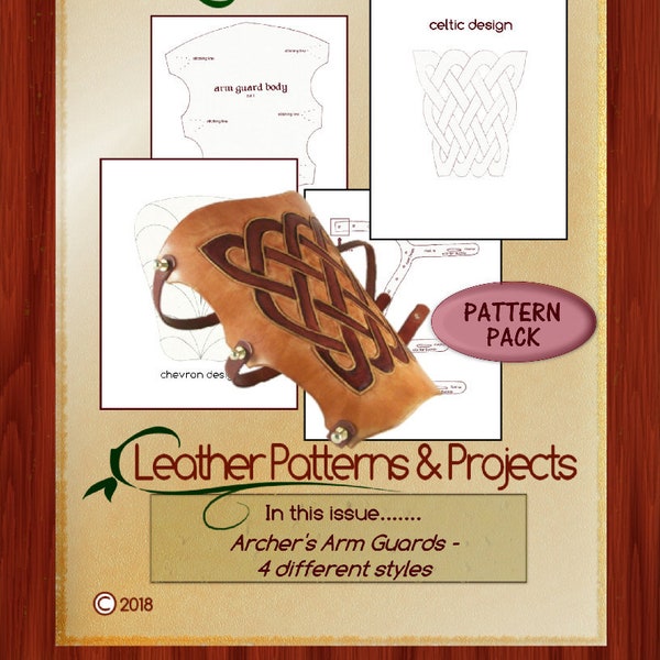 PATTERN - Leather Patterns & Projects - Volume 3, Issue 2 - Archery Arm Guards - PDF instant download ONLY