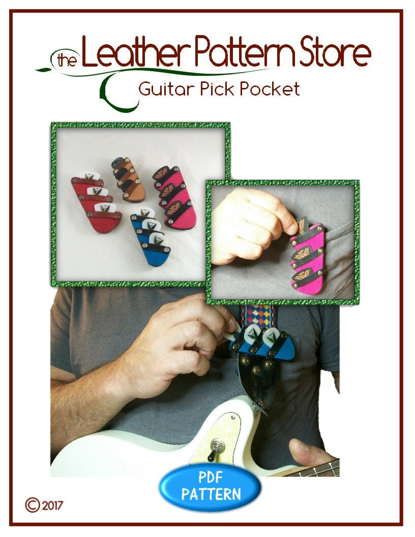 PATTERN Guitar Pick Pocket Leather Pattern PDF Pattern Download
