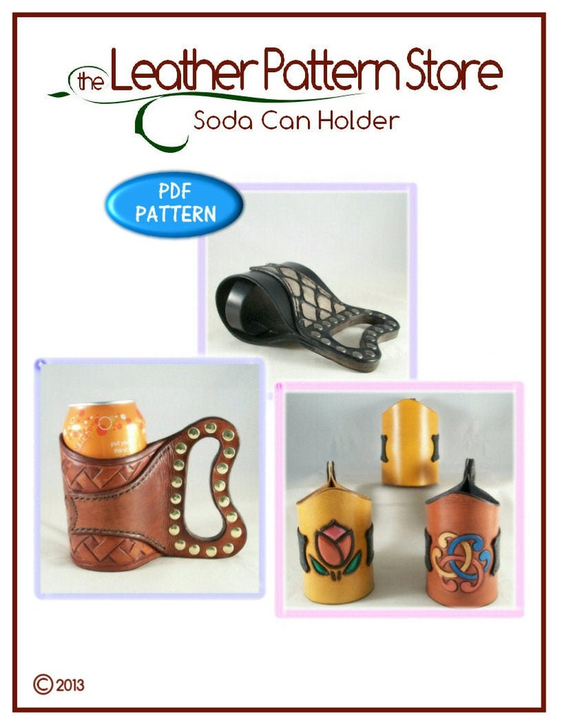 PATTERN - Soda Can Holder - pattern for leather - leathercraft - PDF pattern ONLY image 2
