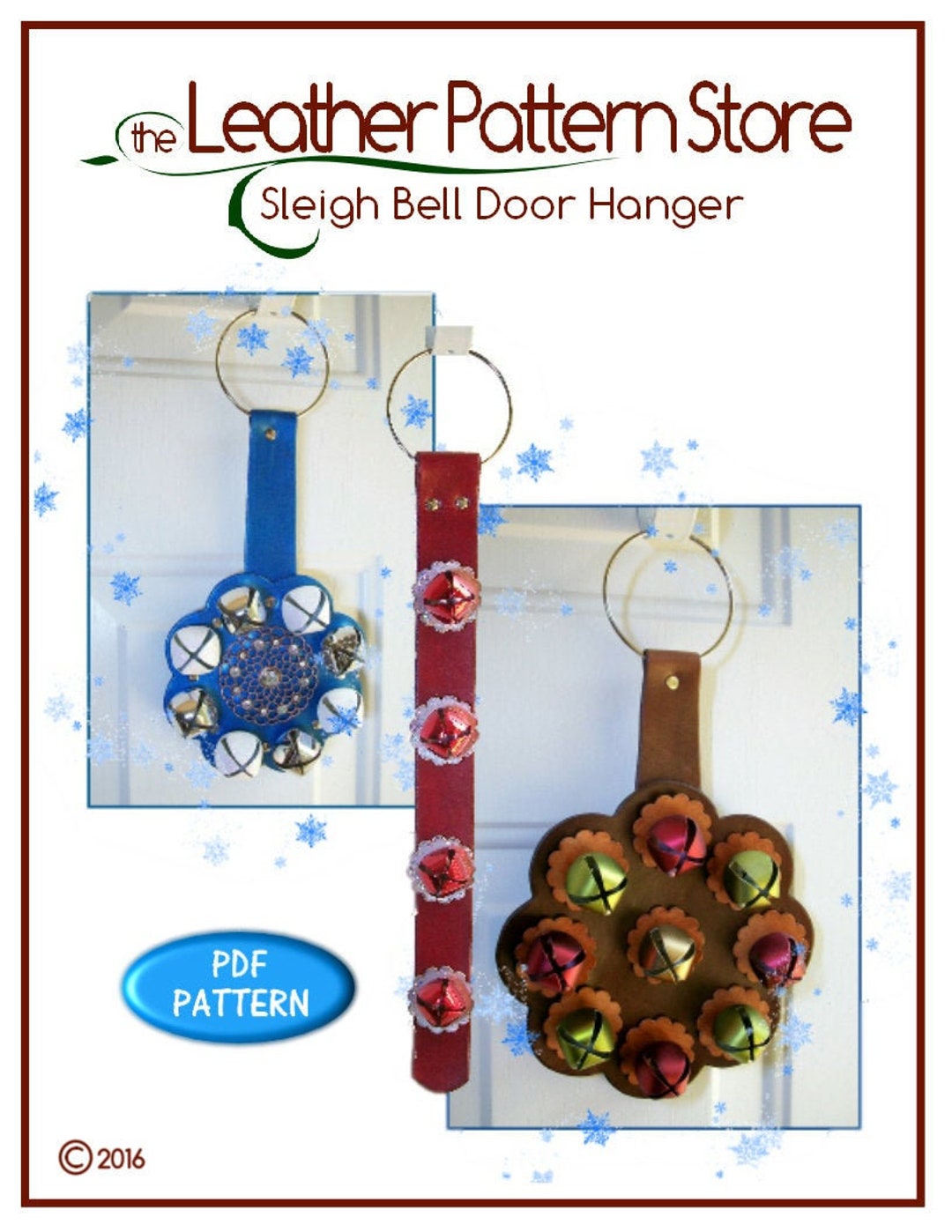 PATTERN Hanging Sleigh Bells Door Hanger Leathercraft Pattern Instant