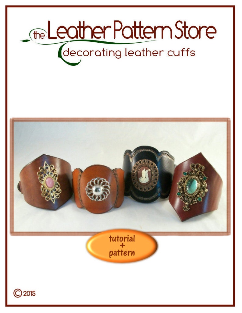 TUTORIAL Decorating a Leather Cuff PDF tutorial plus patterns instant download ONLY image 1