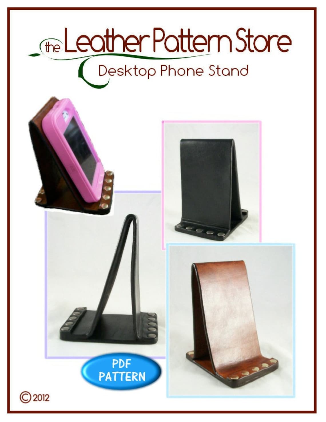 Phone Stand Pattern PATTERN - Desktop Phone Stand - Digital Leather Pattern - PDF Pattern ...