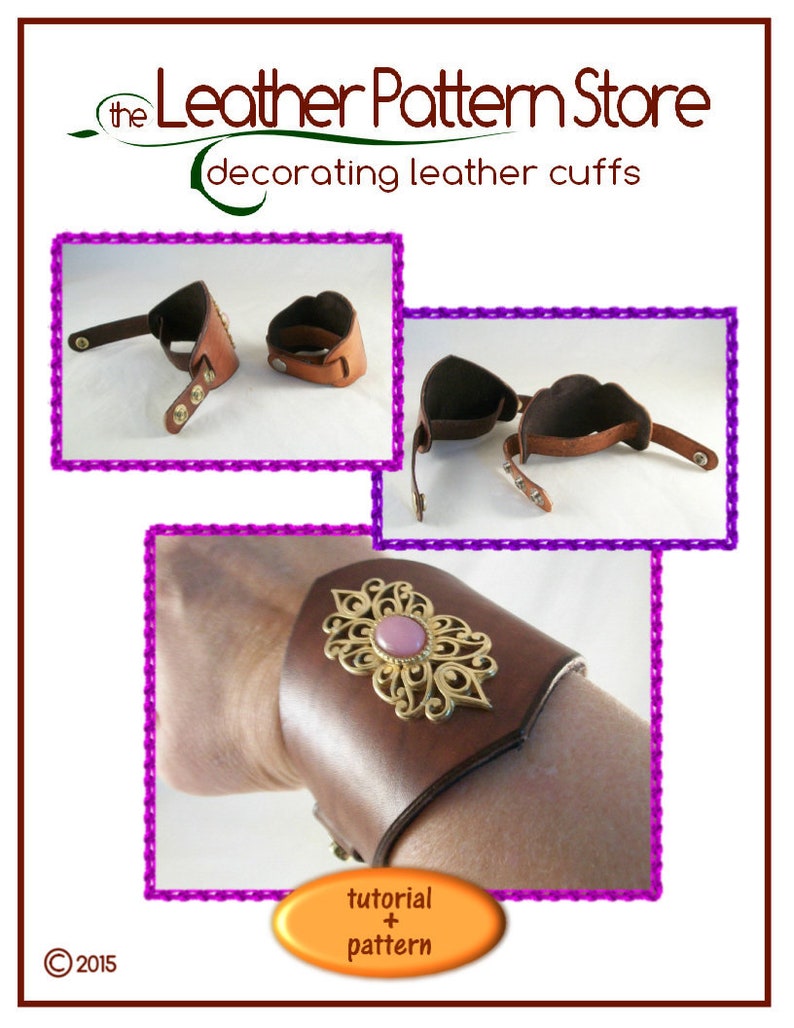 TUTORIAL Decorating a Leather Cuff PDF tutorial plus patterns instant download ONLY image 2