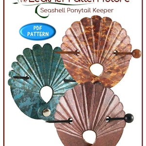 PATTERN - Seashell Ponytail Keeper leather pattern - instant download PDF pattern ONLY
