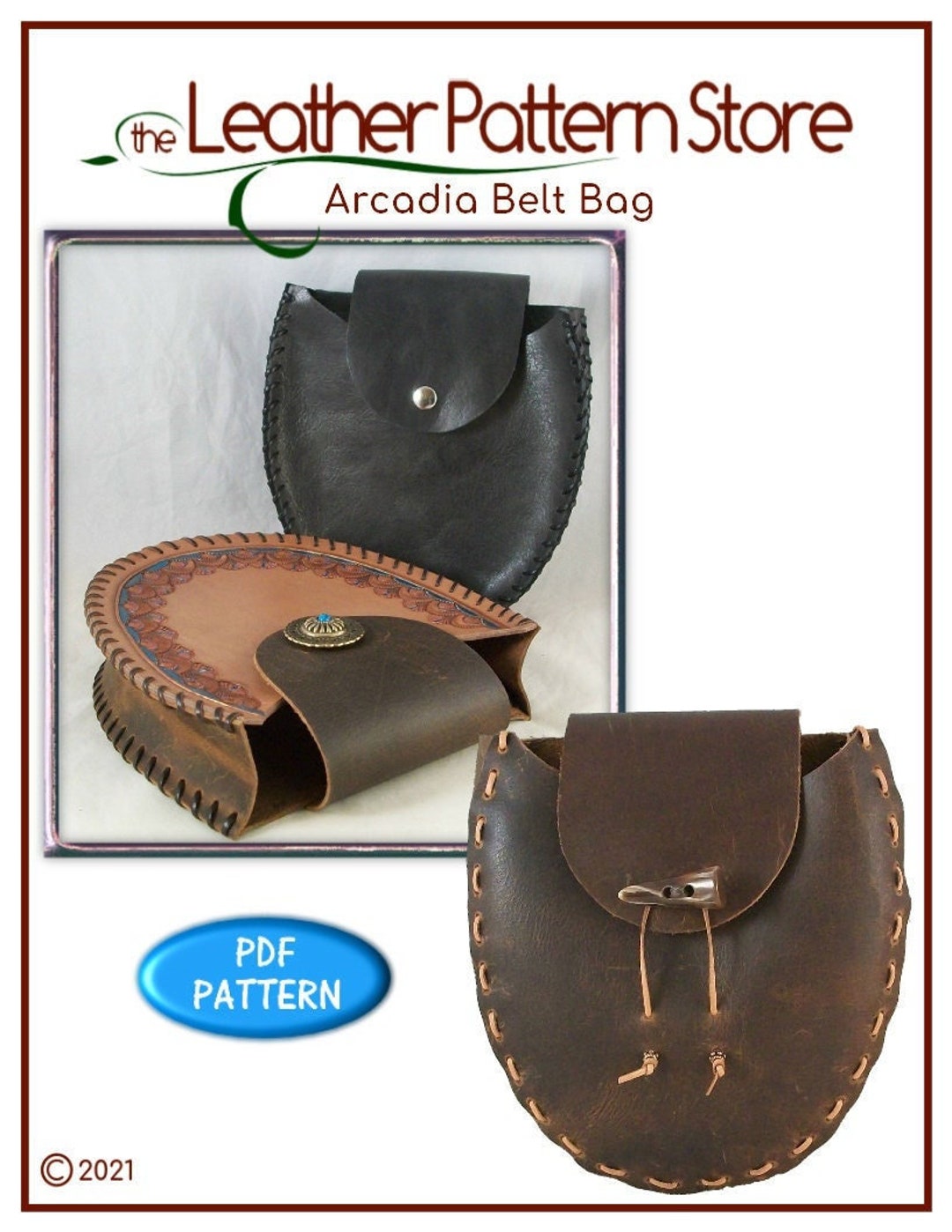PATTERN Arcadia Belt Bag Leathercraft Template Instant