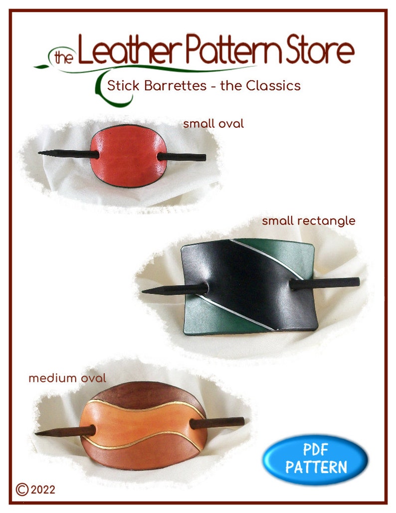 PATTERN - Stick Barrettes - the Classics - instant download ONLY - leather pattern image 1