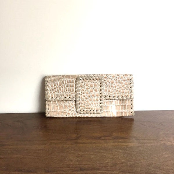 vintage 90's Crocodile Detailed Clutch Purse