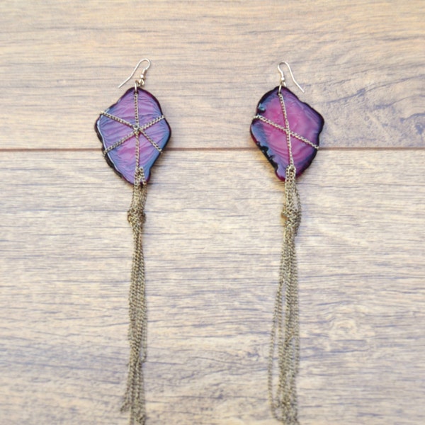 20% OFF SALE Caged Sliced Agate Style Earrings