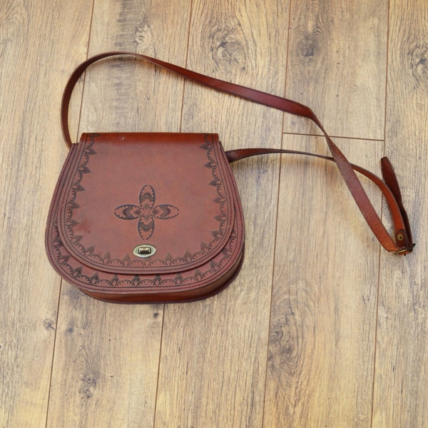 20% OFF SALE Beautiful Brown Engraved Bag