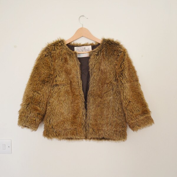 20% OFF SALE Vintage Brown Faux Fur Coat