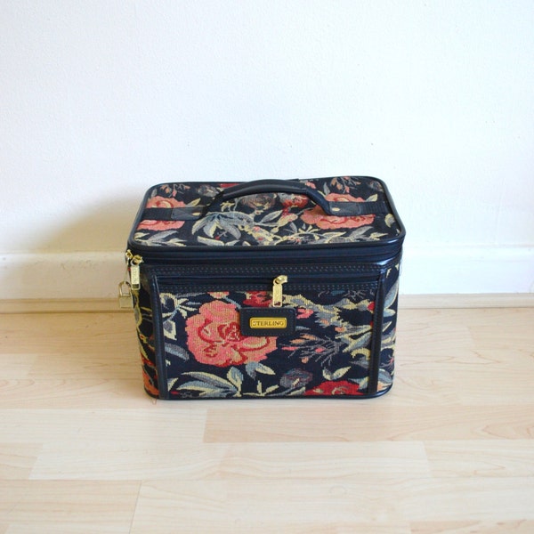 Vintage Floral Tapestry Vanity Travel Case