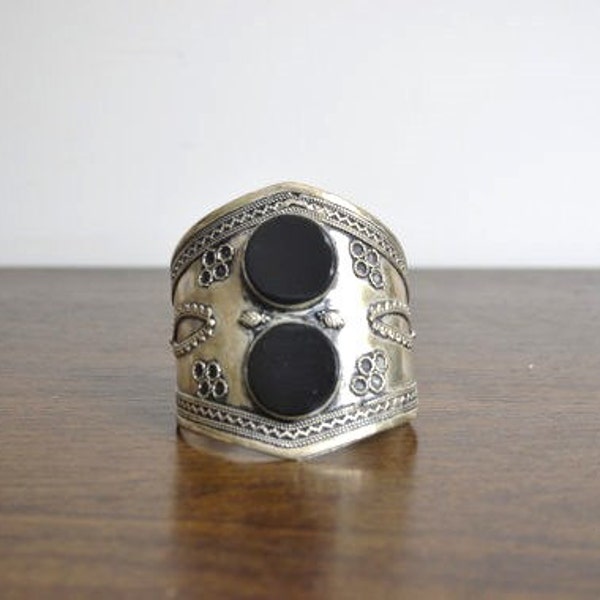 Vintage Black Onyx Navajo Cuff