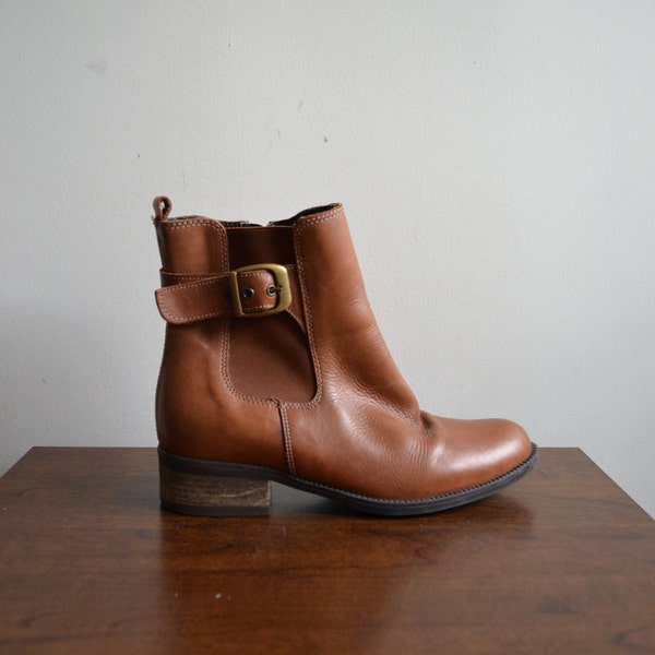 20% OFF SALE Vintage Brown Ankle Boots
