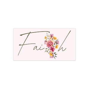 Adesivo per paraurti con croce floreale e scritta "Fede" / Adesivo con scritta "Fede cristiana", adesivo floreale con citazioni bibliche