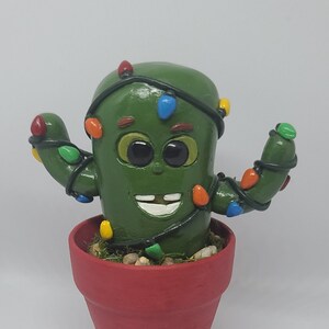 Carl the Christmas Cactus, Polymer Clay, OOAK, Clay Creature, Nature Art, Collectible, Sculpey, Handmade Creature, Art Collectible, Fantasy