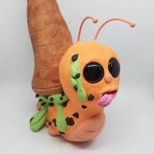 Sherbet the Ice Cream Covered Snail, Snail, Ice Cream, Polymer Clay, Nature, Food, Art Collectible, Fantasy Creature, OOAK