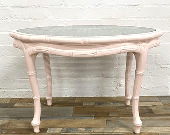 Painted French Style Oval Cane Topped Occasional Table, Supports Charity