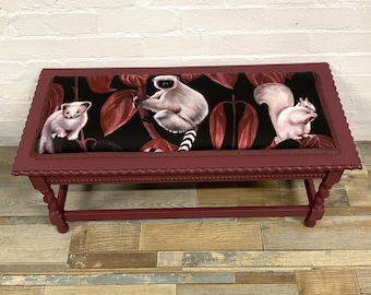 Supports Charity, Painted Antique Oak Hall Seat With Designer Fabric