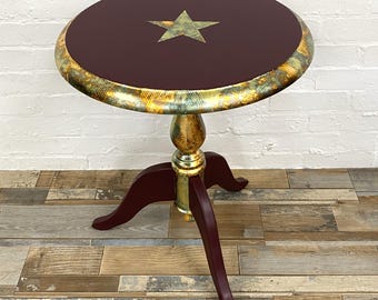 Supports Charity, Purple Painted And Gilded Circular Side Or Lamp Table, Sustainable Home Decor