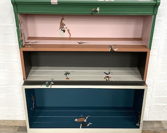 Hand Painted Mid Century Minty Sectional Bookcase, Supports Charity