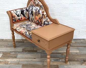 Upcycled Vintage Hallway Telephone Seat, Supports Charity