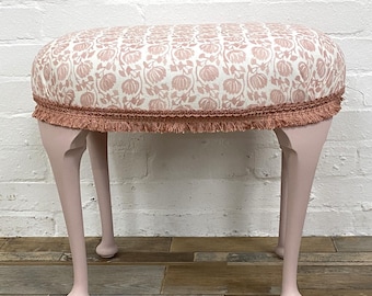 Refinished Vintage Oval Dressing Table Stool, Supports Charity