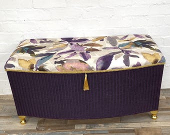 Fully Refinished Vintage Lloyd Loom Ottoman, Supports Charity