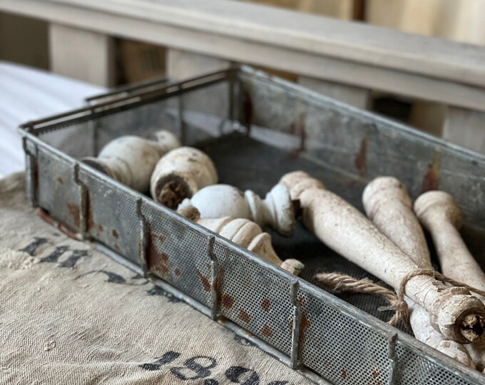 Vintage Galvanized Metal Basket Tray/ Heavy Duty/ Antique Etsy