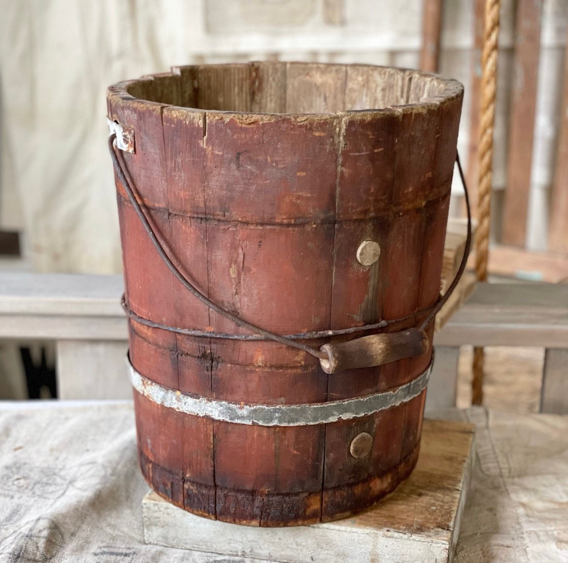 Antique Green Chippy Ice Cream Maker Bucket – The Stamped Cottage
