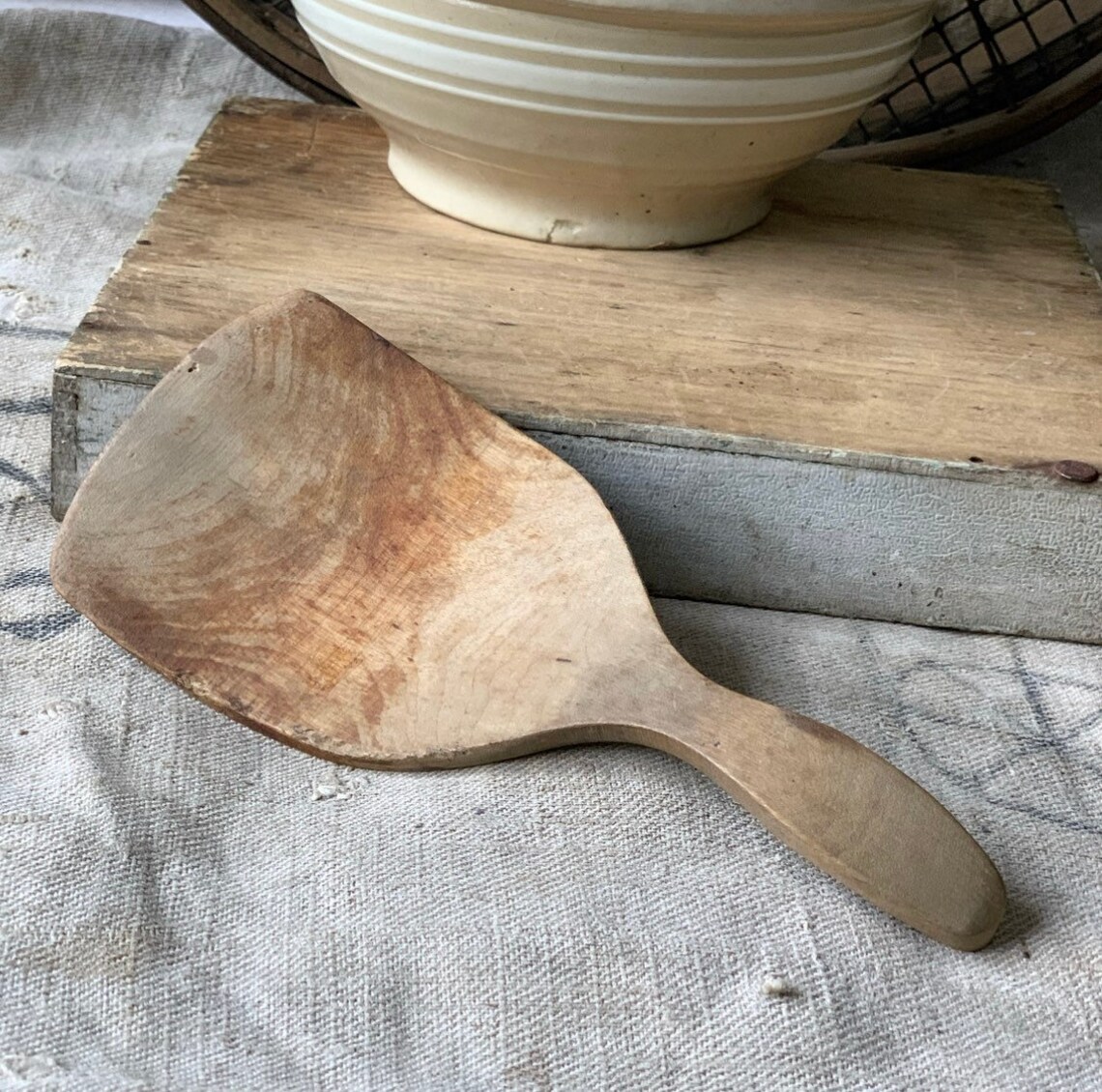 Antique carved wood spoon/ dough paddle/ primitive kitchen/ Etsy