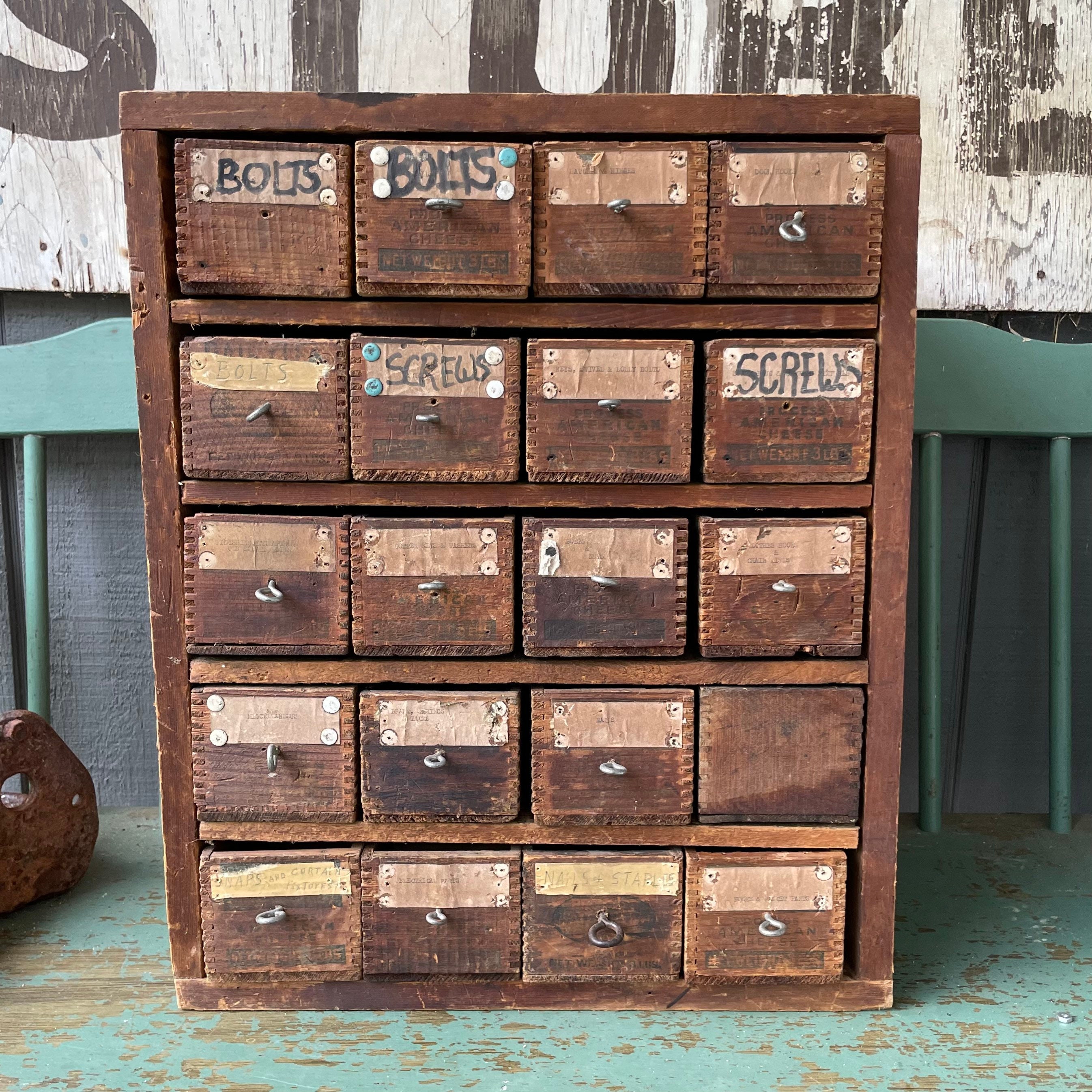 Antique style produce crates with chalkboard labels