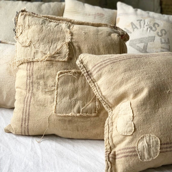 Farmhouse grain sack pillows 2025