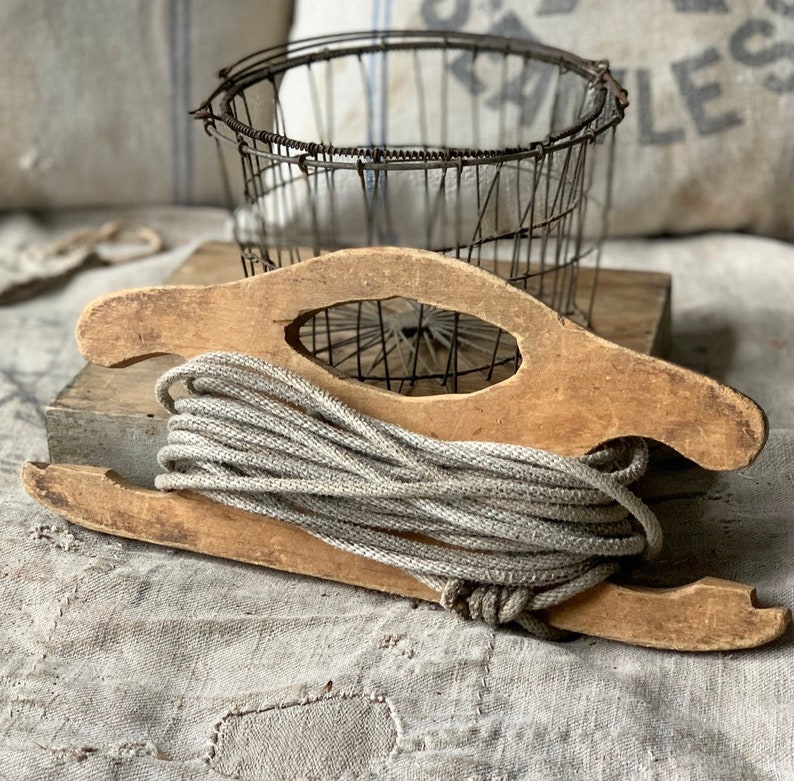 Antique primitive wooden string holder winder/ wood rope Etsy