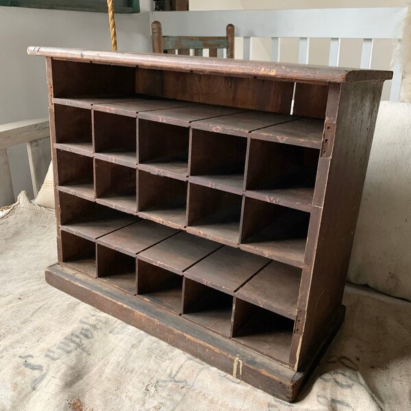 RESERVED FOR HELEN  Antique Wood Cubby/ Postal Mail Sorter wooden box/ cubby/ dividers/ Primitive/ General Store Farmhouse/ Handmade