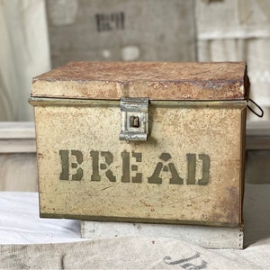 Antique Metal Bread Box Safe/ Large Tin/ Kitchenware/ Vintage