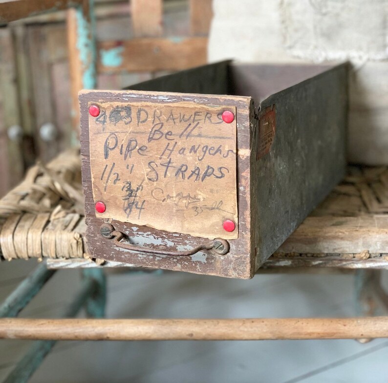 Vintage Hardware Wood And Metal Drawer Paper Label Hardware Etsy