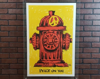 1970s Vagabond Creations Reese James Peace on You Fire Hydrant Poster 23"x35"