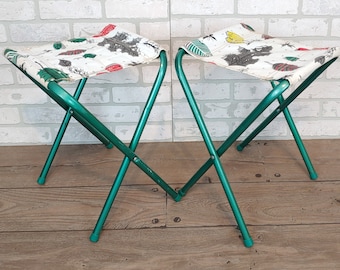 Pair of Metal and Vinyl Folding Camping Stools/Chairs/Bench/Tables