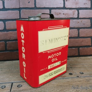 Retro Motor Oil Simonson Pure Pennsylvania 2 Gallon Metal Can 20-20W image 1