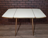 Howell Co. White Pattern Formica Drop Leaf Kitchen Dinning Room Table