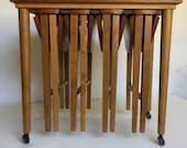 Vintage Wood Rolling Danish Scandinavian Nesting Tables Set of 5, 4 Nest, Bar Cart, Trolley SEE SHIPPING DESCRIPTION