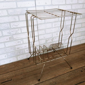 Mid Century Wire Record Rack Record Player Holder image 1