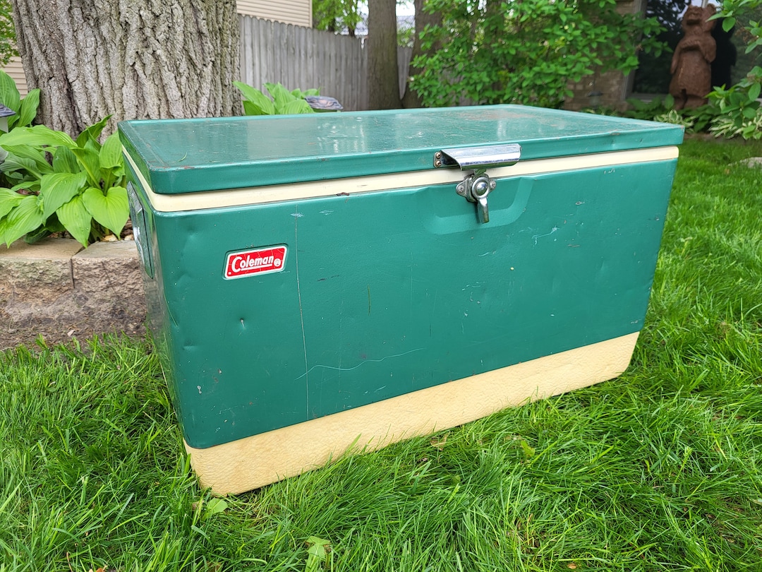 green coleman cooler with wheels